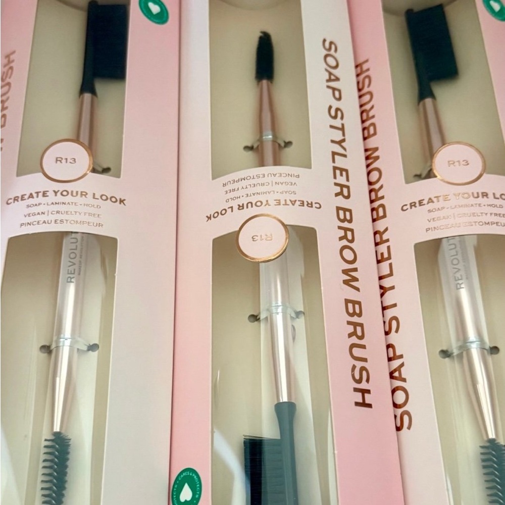 Revolution Soap Styler Brow Brush - Black and Silver pack of 3